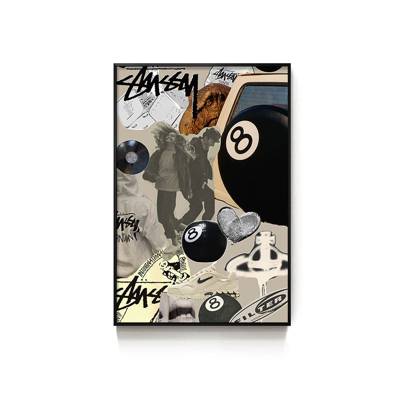 Black eight-ball billiard hall hanging picture billiard room club wall decoration painting creative graffiti trend chess and card club painting