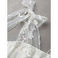 European and american cross-border women's summer elegant romantic mesh embroidered fabric tie-waist a-line midi dress