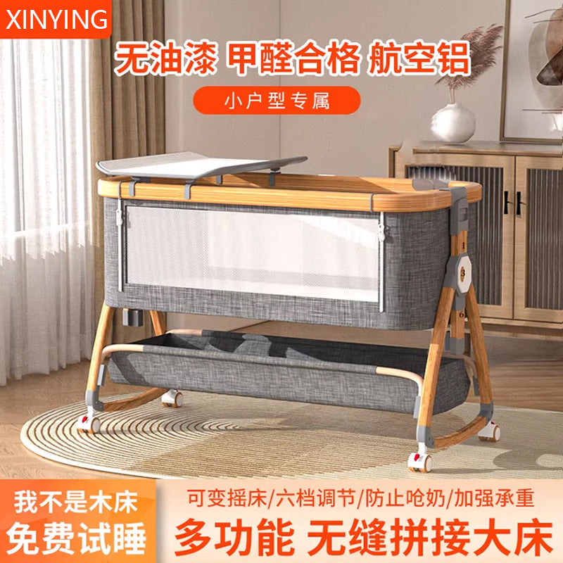 Aluminum alloy baby crib - portable, foldable, multi-functional bassinet - newborn splice bed