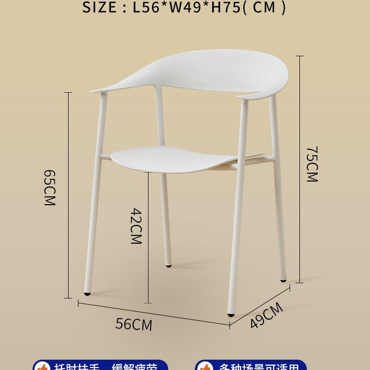 Dining chair - minimalist modern stackable backrest chair for home, nordic iron art armchair, cafe & bubble tea shop chair