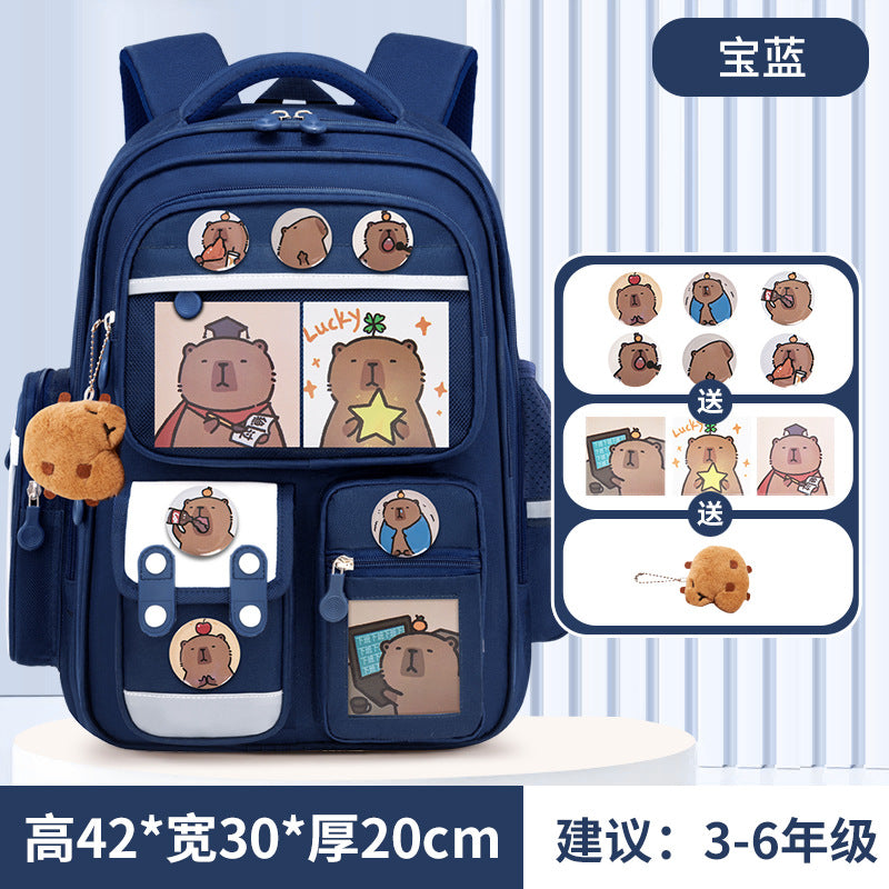 Kapibara new primary school bag, men's and women's 1-3-6 grades, light spine protection, large-capacity children's backpack