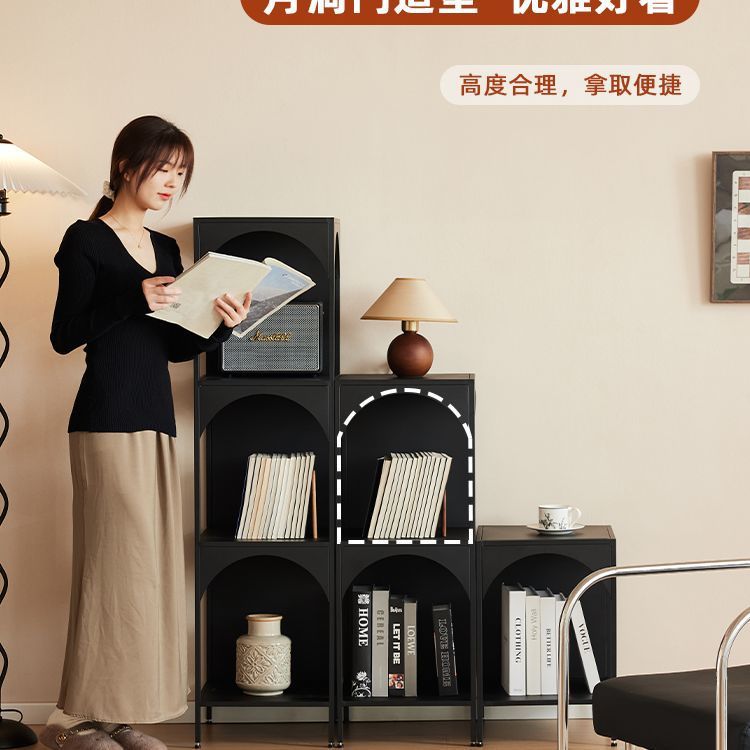 Creative iron bookshelf, floor-standing book and magazine rack for living room, corner bookcase, storage and display shelf, display cabinet