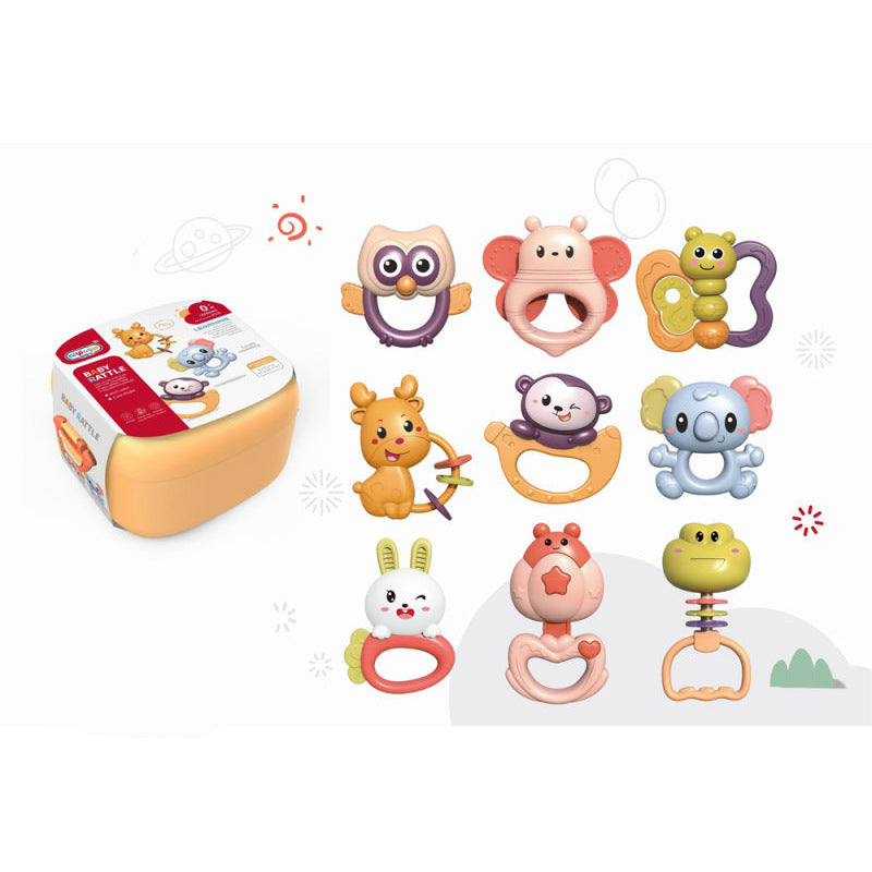 Cross-border  export baby rattle toys, newborn baby early education educational, grasping and biting teething glue toys