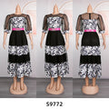 African  women's printed patchwork dress, european and american cross-border foreign trade fashion casual polka dot skirt, plus size