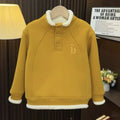 Processing personalized youthwinternew arrivalfleece-linedthickened half snap button sweatshirt baby boy h letter single topsheattech