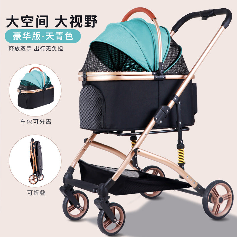 Pet stroller for dogs and cats - portable, foldable, lightweight, and large capacity cat carrier for small to medium breeds