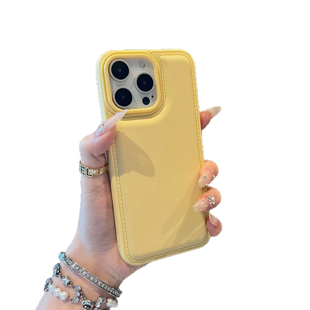 Suitable for apple 17promax chanel drum bag protective cover pure color leather texture iphone16 soft touch mobile phone case