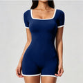 European and american style two-piece look color block cami sports bodysuit - one-piece yoga outfit - open back outdoor fitness jumpsuit for women