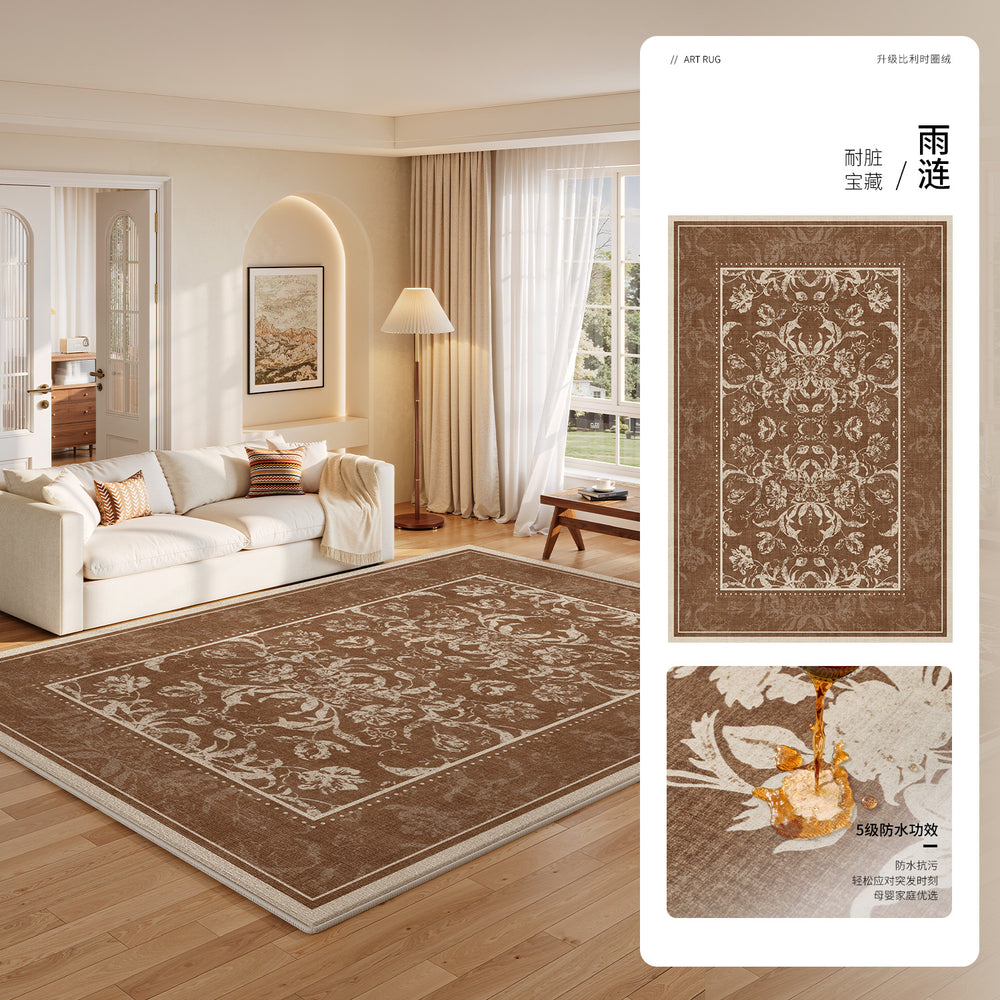 Carpet living room retro style waterproof anti-fouling sofa coffee table mat medieval stain-resistant bedroom large area full bed blanket
