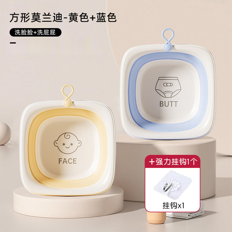 Wholesale newborn baby folding wash basin - square kids foot & bottom washing plastic basin - dormitory & home use small washbasin