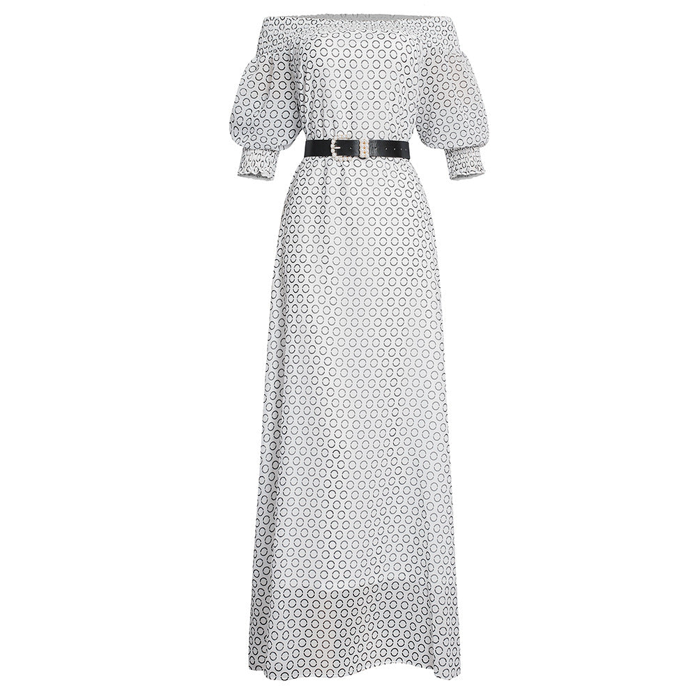 fashion dress  african plus size women's one-line high waist long skirt with belt