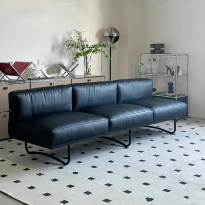 Vintage le corbusier lc5 bauhaus stainless steel leather sofa - suitable for small to large living rooms