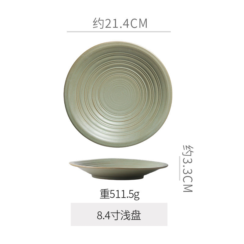 Vintage chic ceramic dinnerware - restaurant & hotel grade, unique ribbed design, steak & western cuisine plates, high-style deep dishes for home use