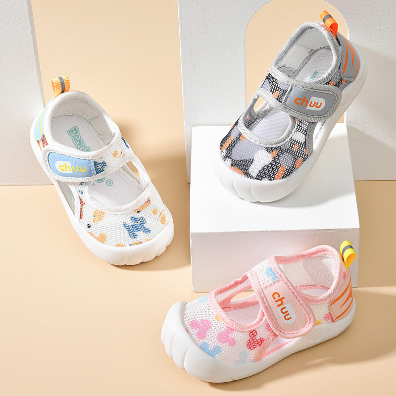 Baby sandals for boys, summer first walker shoes, 0-1-2 years old infant anti-slip soft sole mesh shoes for babies and toddlers, baby girl shoes