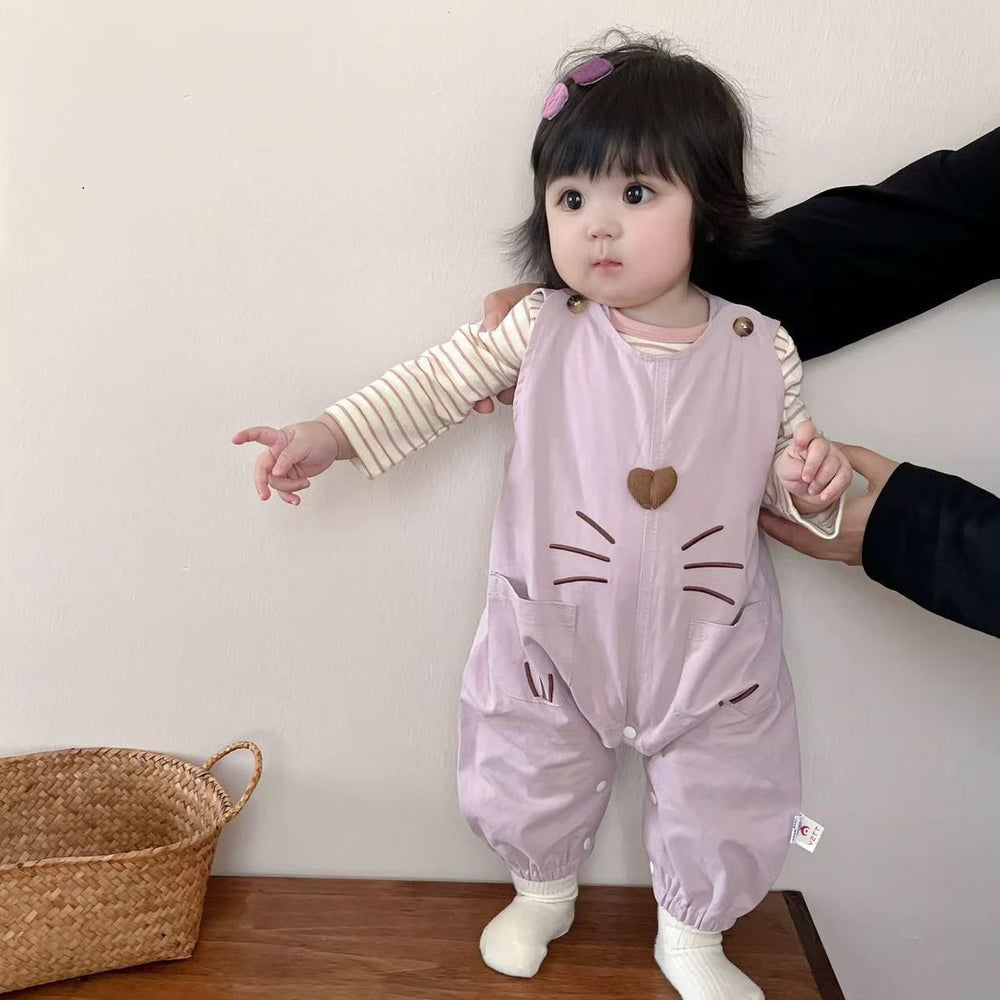 Spring and autumn overalls two-piece set baby onesie small month-old baby suit cute girl autum clothes