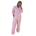 European and american cross-border women's spring  new collection: sweet and fresh striped loose-fit shirt and wide-leg pants casual set