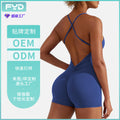European and american sexy backless bodysuit yoga suit women's elastic tight sports running yoga jumpsuit customization
