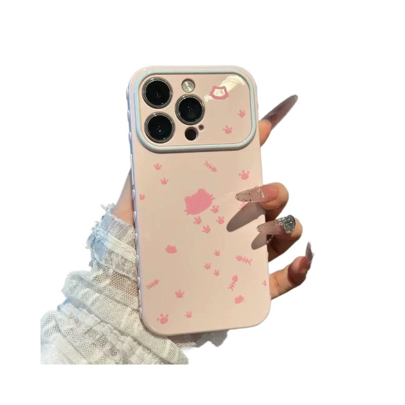 Color-blocked, minimalist cat paw print scattered with fishbone design, suitable for apple iphone 17, fresh phone case, iphone 18 soft case, iphone 16