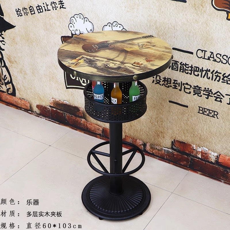 Bar clear bar ktv cafe high table and chair combination retro bar stool industrial style bistro loose table
