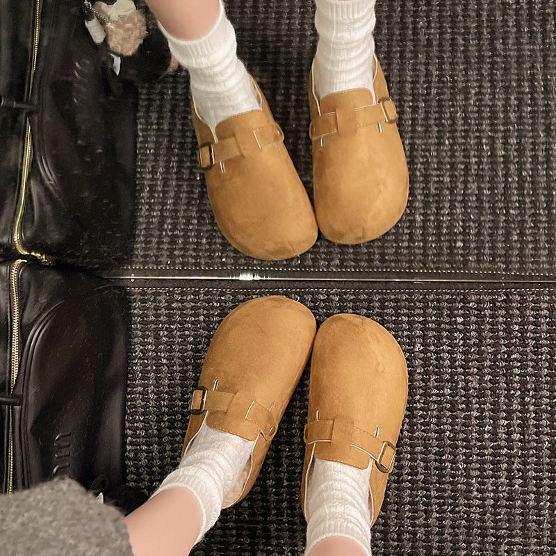 New versatile birkenstock-style women's sandals: retro casual, non-slip, closed-toe, half-wrap, flat, wear-resistant, and easy-to-wear