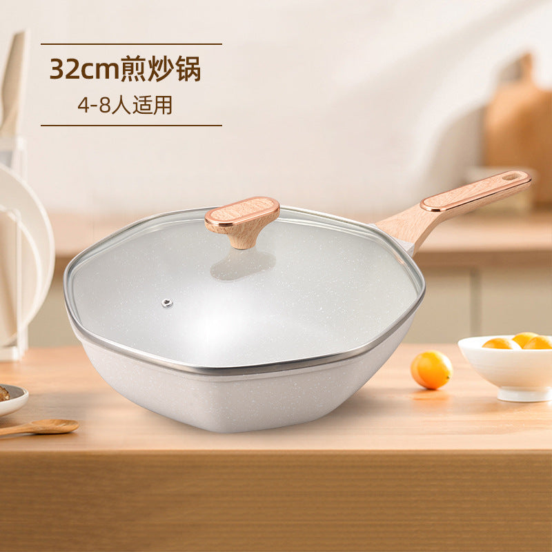 Medical stone non-stick pot octagonal pot for home kitchen wholesale pot cooking pot flat bottom pan induction cooker neutral cooking pot