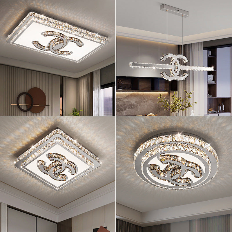 LED living room ceiling light, crystal eye protection, post-modern personalized design, dining room, master bedroom, whole house lighting package