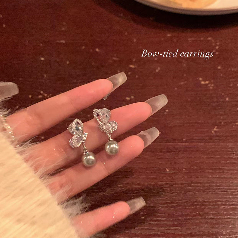 Ins style pearl earrings for women 925 silver needle niche design butterfly earrings accessible luxury high-end earrings earrings earrings