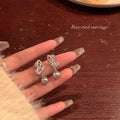Unique butterfly pearl silver needle earrings-a1640 gray