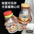 Summer travel plastic water bottle - stylish straw cup, cartoon design, large capacity, outdoor plastic cup - wholesale & customization available