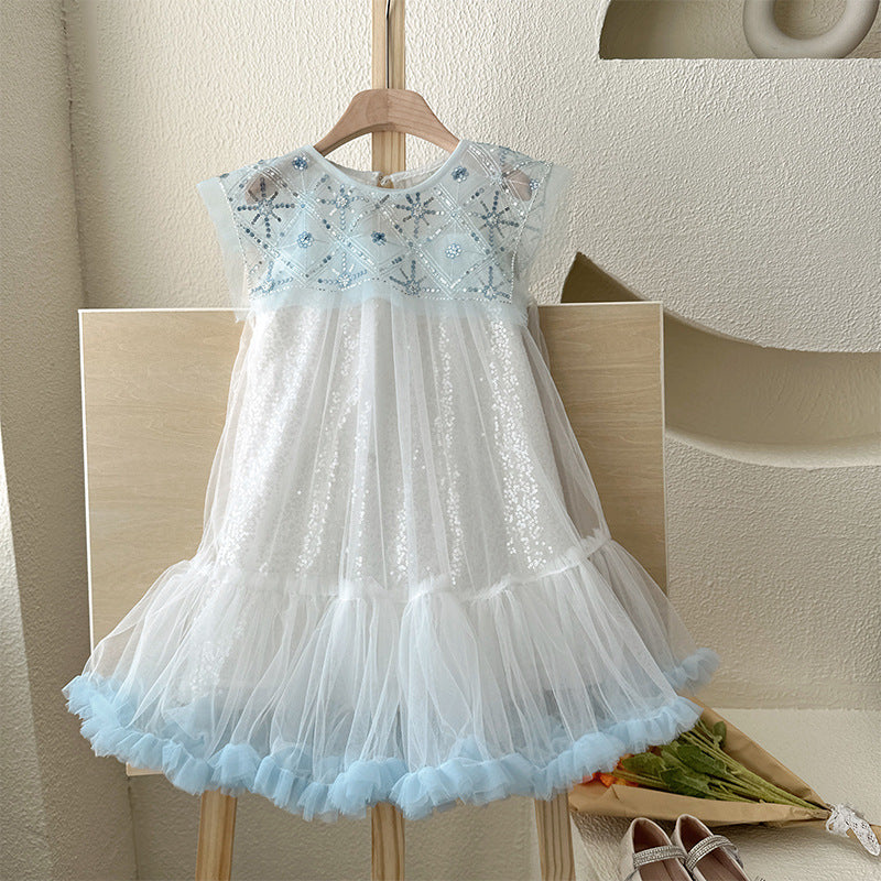 【clearance】girls' summer dress - super stylish princess dress, frozen elsa style