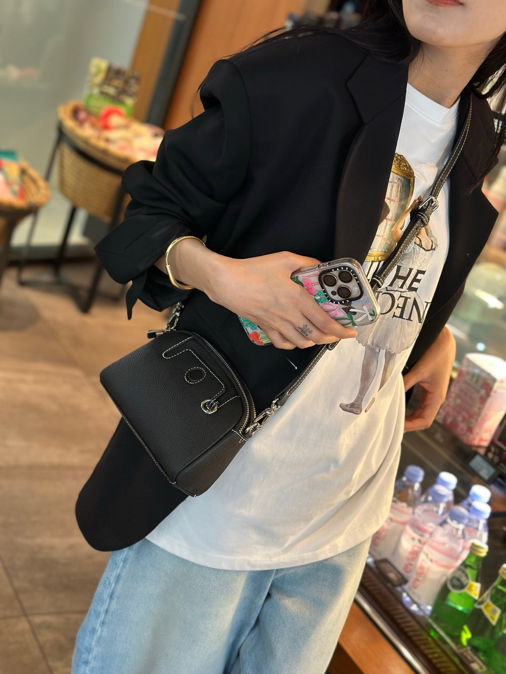 Tc genuine leather women's bag coin mobile phone bag 2025new arrival mahjong bag first layer cowhide single mini shoulder crossbody bag