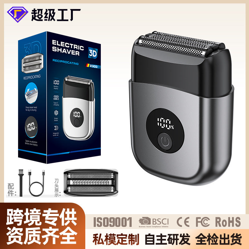 new reciprocating electric shaver for men, full body washable, triple blade head, rechargeable razor, beard trimmer