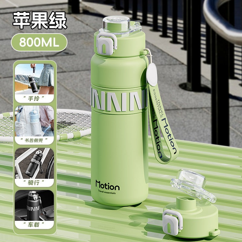 Outdoor bouncing double drink thermos cup 316 stainless steel straw water cup sports thermos portable wholesale customized