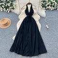 Accessible luxuryniche stylehalterdress women's summersexybacklessv necktie backwaist slimming lookholiday style long skirt