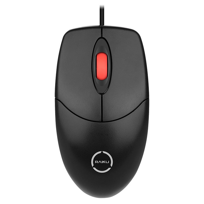 Raiku m16 wired mouse - usb silent mouse with red dot, leather ring, and scroll wheel - universal for home, office, and desktop use