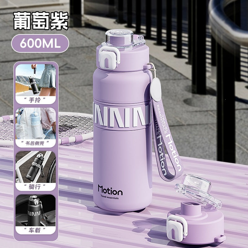 Outdoor bouncing double drink thermos cup 316 stainless steel straw water cup sports thermos portable wholesale customized