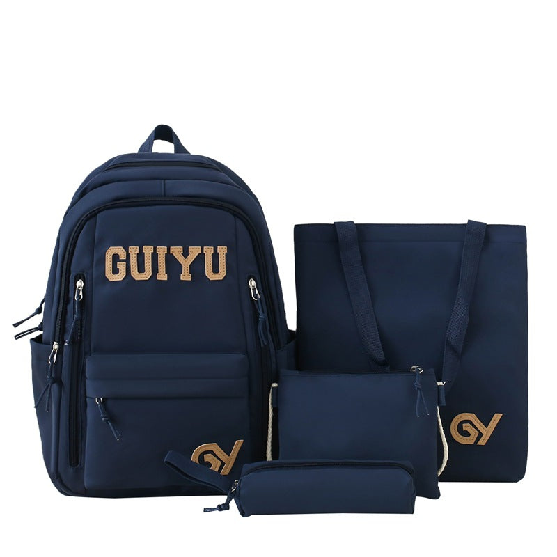 Primary and secondary school students schoolbag backpack cute cartoon campus four-piece schoolbag casual large-capacity outdoor backpack