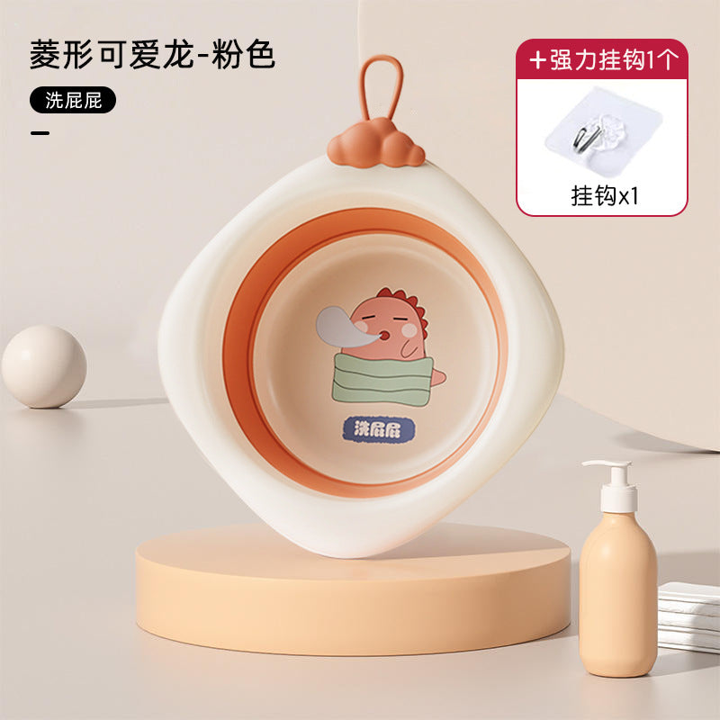 Baby foldable wash basin - kids' bath tub for washing face, bottom, and feet - newborn and infant-sized