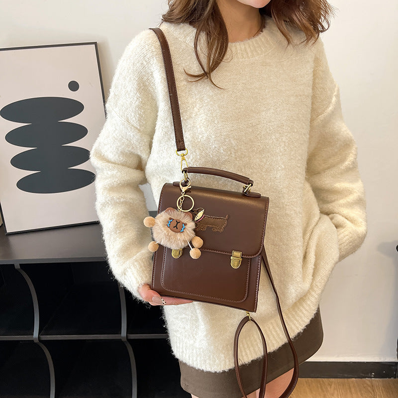 Premium sense retro commuter backpack women 2025 new college style small backpack casual shoulder messenger bag