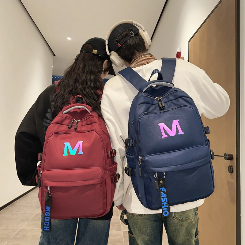 New large-capacity night reflective backpack, junior high school and high school students schoolbag waterproof, wear-resistant and lightweight computer bag