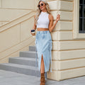 Fashion cross-border foreign trade women's clothing  independent station new style washed elastic waist ribbon workwear skirt trendy