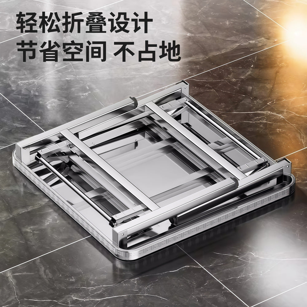 Extra thick stainless steel folding table - heavy duty, ideal for home, outdoor dining, commercial use, night markets, and bbq stalls