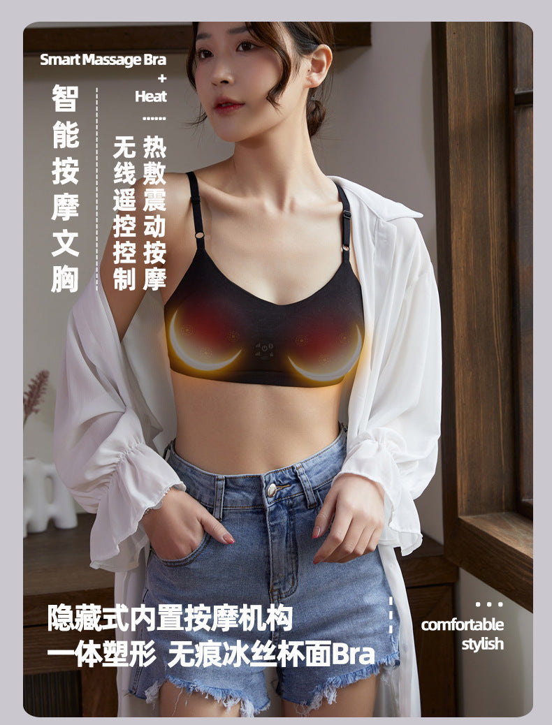 Chest massager massage bra wireless charging smart constant temperature vibration electric massage intimates bra instrument ice silk
