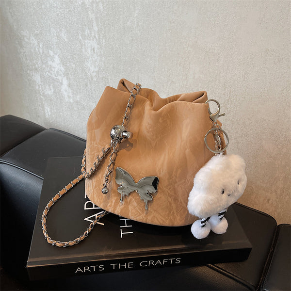 This year's popular bag women's 2025 new autumn explosion butterfly bucket bag high-end sense foreign style chain messenger bag