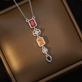 [titanium steel] fashion cross-border popular elegant square color zirconium necklace high-end personalized real zircon sweater chain jewelry