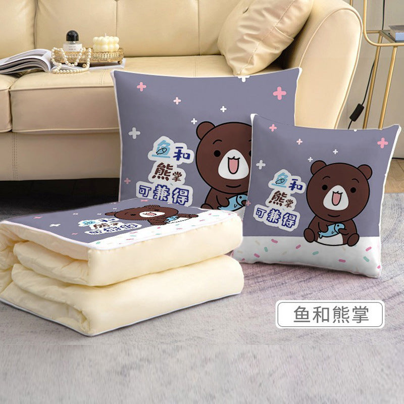 Dual-purpose pillow and quilt, advertising gift, air-conditioning quilt, office car nap pillow, side sleeping home cartoon