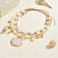 Bohemian shell necklace wholesale cross-border niche irregular holiday style stacked starfish imitation pearl clavicle chain