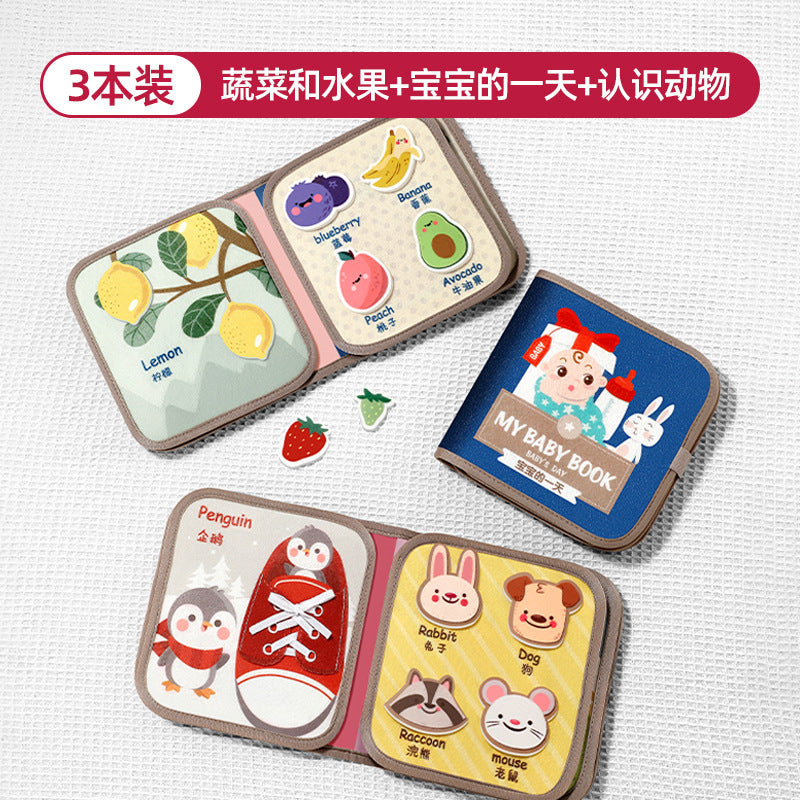 Tear-off book for babies, early education cloth book, hand 6 months, tear-proof, chewable velcro toy, quiet book 8