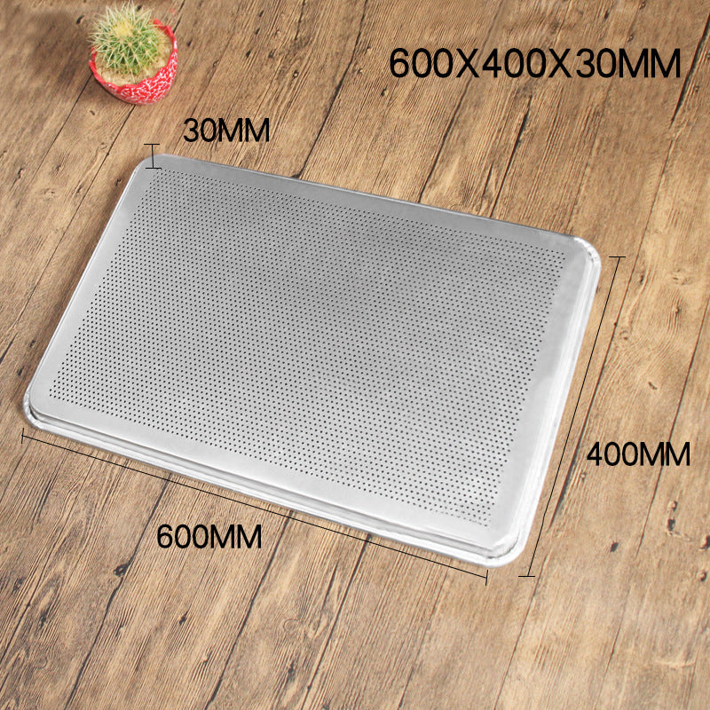Commercial aluminum alloy rectangular oven baking pan, non-stick anodized, perforated bread cake baking tray, 60*40 cm