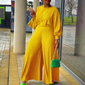 C8531 european and american style cross-border summer loose plus size casual shirt top and wide leg pants two-piece set - wholesale outfit